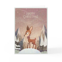 Festive Deer. Deep and Snowy Wood Christmas.