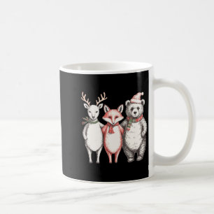 Festive Deer, Fox, Bear Retro Cottagecore Vintage Coffee Mug