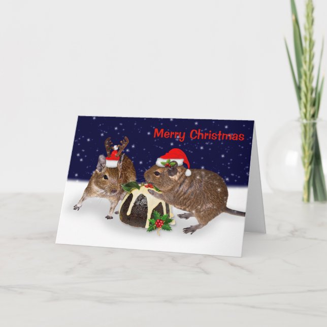 Festive Degus Christmas Card (Front)