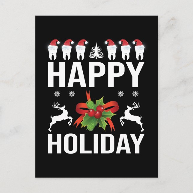 Festive Dentist office Christmas Holiday Postcard (Front)
