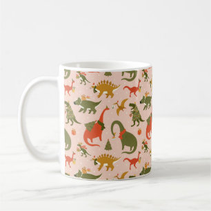 Festive Dinosaur Christmas Tree Holiday Pattern Coffee Mug