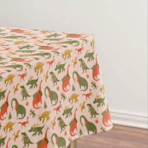 Festive Dinosaur Christmas Tree Holiday Pattern Tablecloth