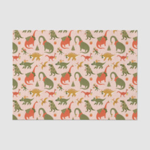 Festive Dinosaur Christmas Tree Holiday Pattern Tissue Paper