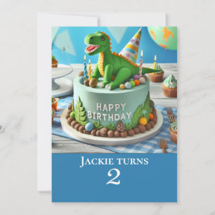FESTIVE DINOSAUR THEMED BIRTHDAY CAKE PARTY INVITATION