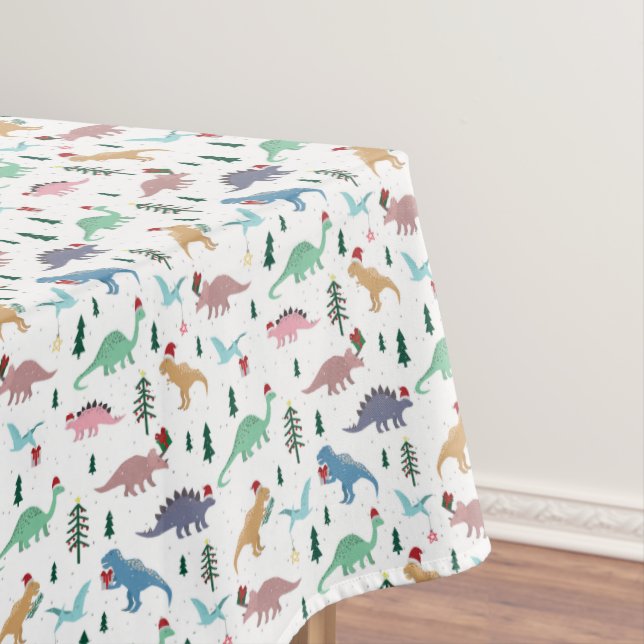 Festive Dinosaurs Christmas Pattern Tablecloth (In Situ)