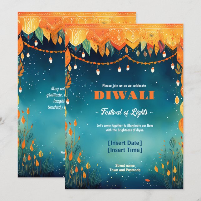 Festive Diwali Reverie Invitation (Front/Back)