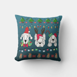 Festive Dog Christmas Pattern-cute holiday dogs Throw Pillow