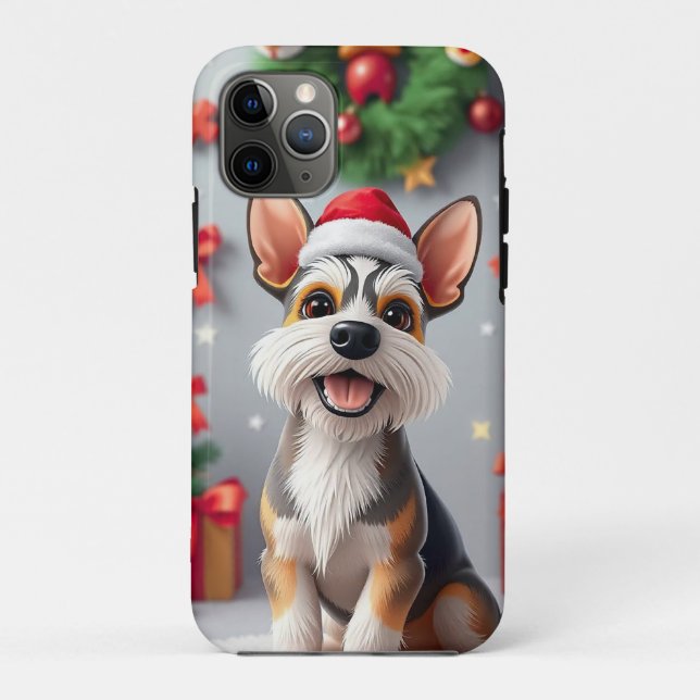 Festive Dog n Santa Hat with Gifts Case-Mate iPhone Case (Back)
