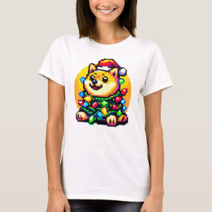 Festive Dogecoin: 8-Bit Light-Up Crypto T-Shirt