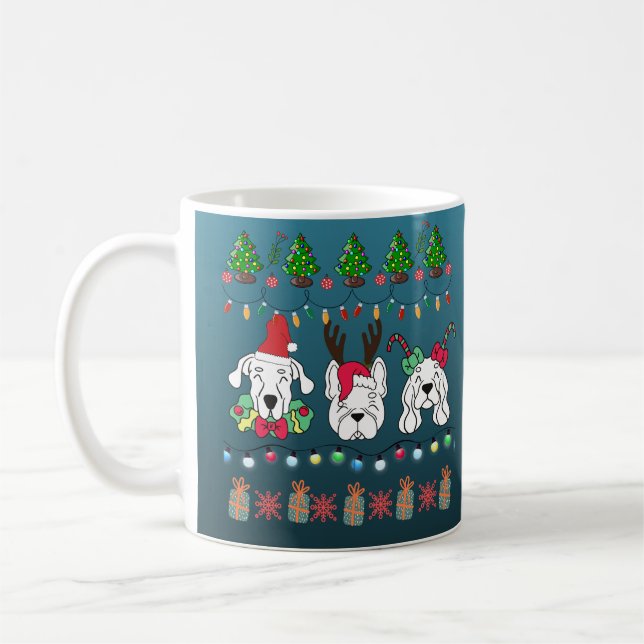 Festive dogs Christmas pattern - cute hoiiday dogs Coffee Mug (Left)