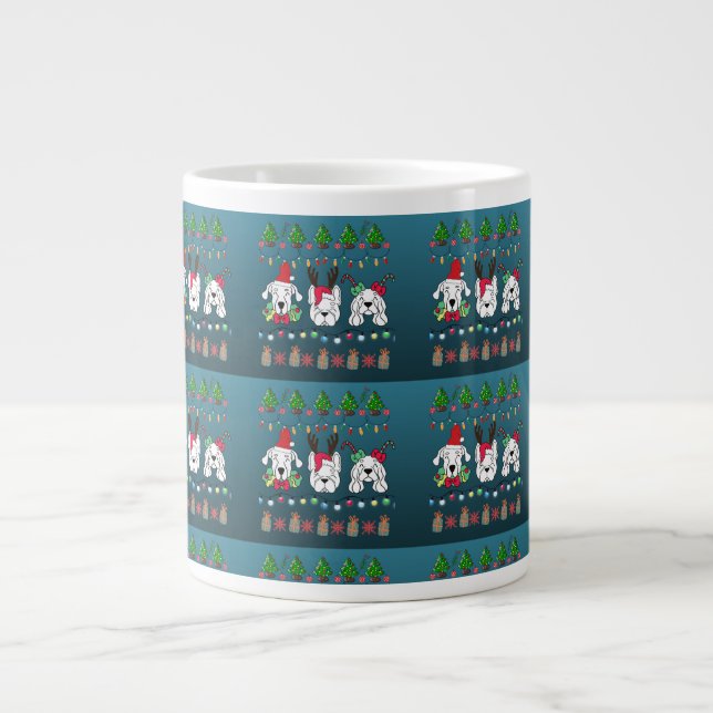 Festive dogs Christmas pattern - cute hoiiday dogs Large Coffee Mug (Front)