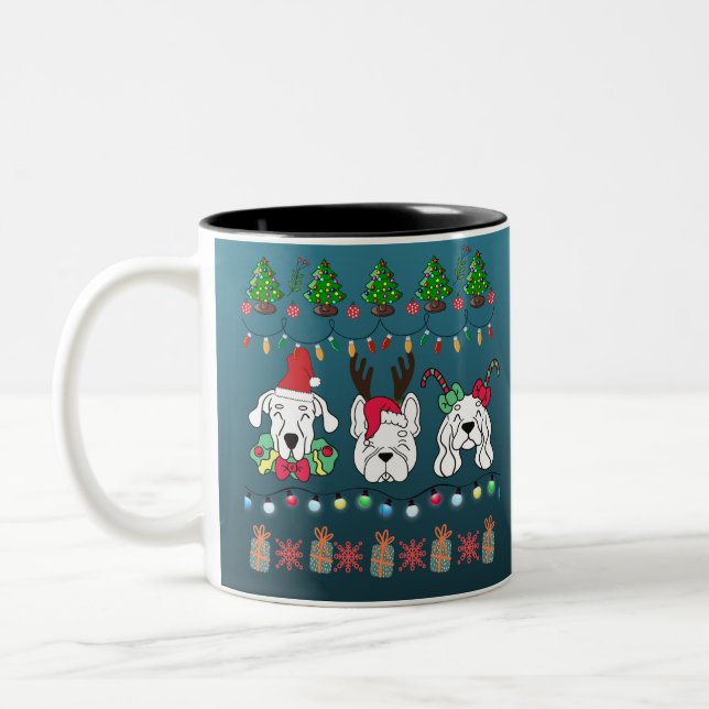 Festive dogs Christmas pattern - cute hoiiday dogs Two-Tone Coffee Mug (Left)