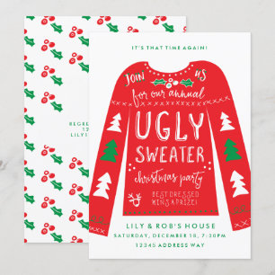 Festive Doux moche Noël Invitations