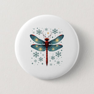 Festive Dragonfly Glow 2 Inch Round Button