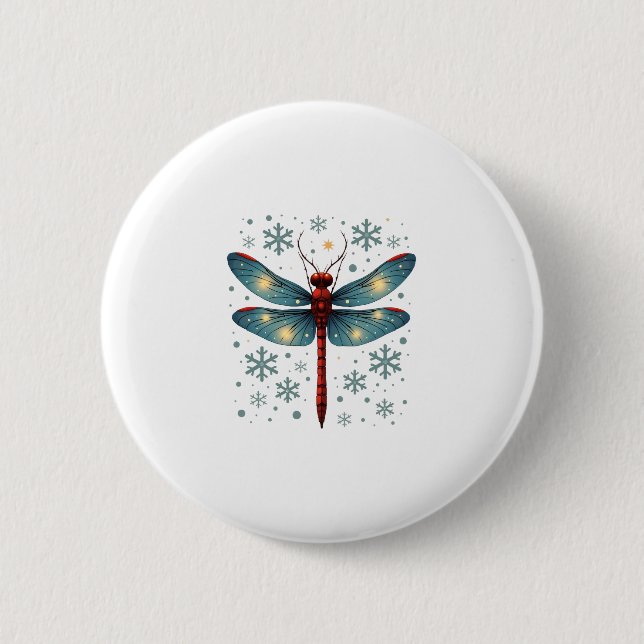 Festive Dragonfly Glow 2 Inch Round Button (Front)