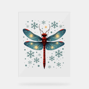 Festive Dragonfly Glow Acrylic Sign