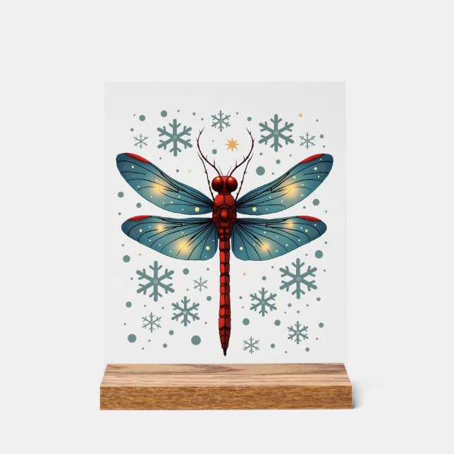 Festive Dragonfly Glow Acrylic Sign (Front)