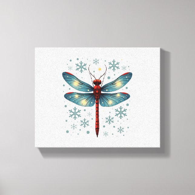 Festive Dragonfly Glow Canvas Print (Front)