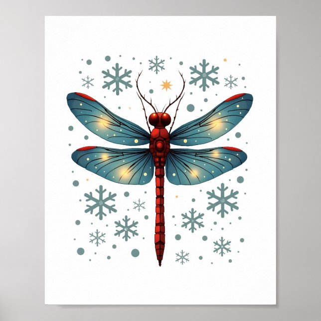 Festive Dragonfly Glow Poster (Front)
