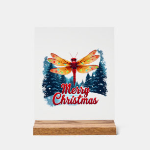 Festive Dragonfly Lights Acrylic Sign