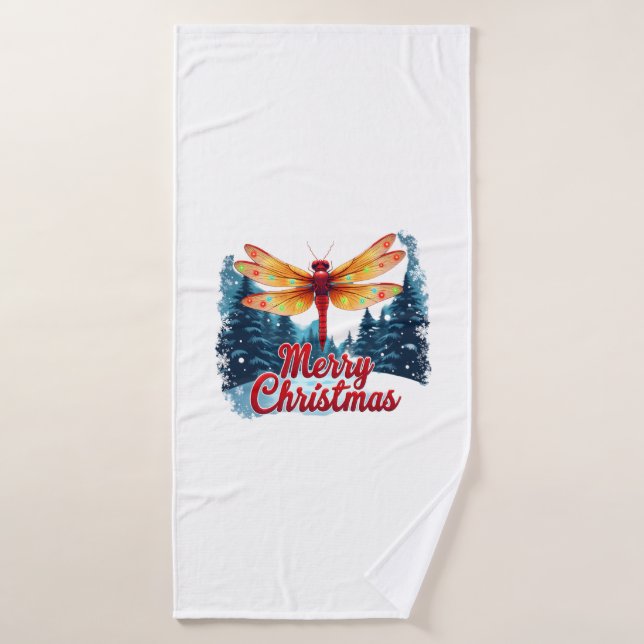 Festive Dragonfly Lights Bath Towel (Bath Towel)