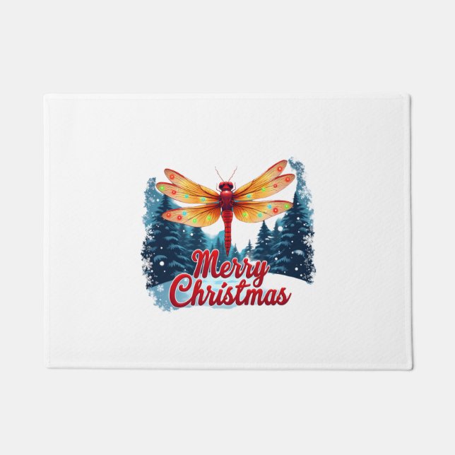 Festive Dragonfly Lights Doormat (Front)