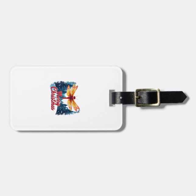 Festive Dragonfly Lights Luggage Tag (Front Horizontal)