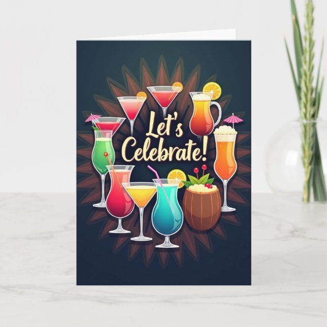 Festive Drinks Birthday Card (Front)