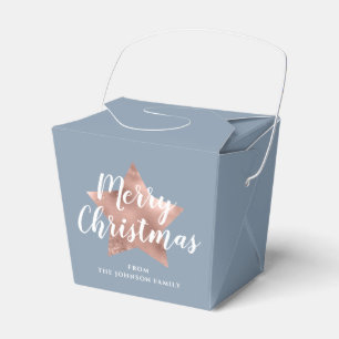 Festive Dusty Blue Merry Christmas Favor Box