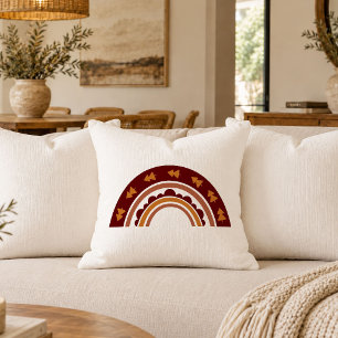 Festive Earthy Christmas Rainbow Throw Pillow Styl