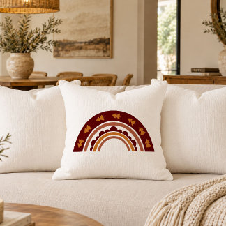 Festive Earthy Christmas Rainbow Throw Pillow Styl