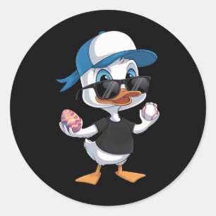 Festive Easter Duck Playful Classic Round Sticker