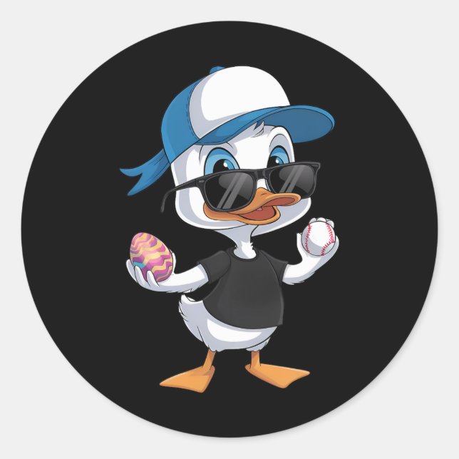 Festive Easter Duck Playful  Classic Round Sticker (Front)