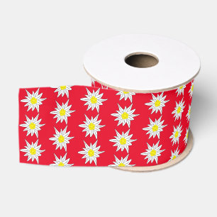Festive edelweiss pattern red ribbon grosgrain ribbon