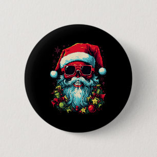 Festive Edge Edgy Christmas Skull Graphic Design 2 Inch Round Button