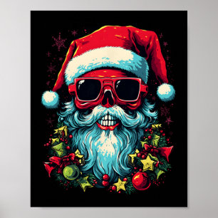 Festive Edge Edgy Christmas Skull Graphic Design Poster