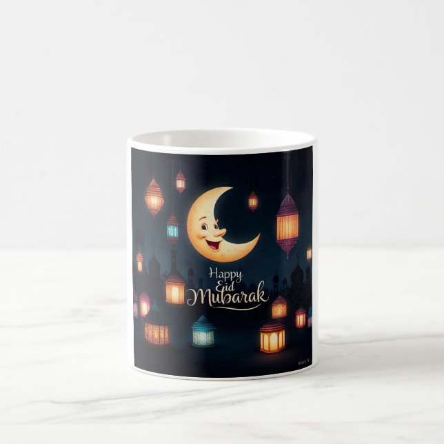 Festive Eid Mubarak Crescent Moon  Coffee Mug (Center)