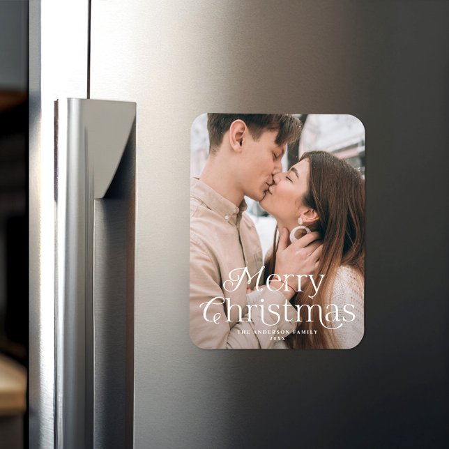 Festive Elegance Merry Christmas Photo Magnet (Creator Uploaded)
