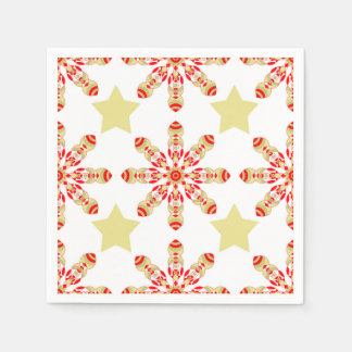 Festive elegance: red and gold starry pattern napkin