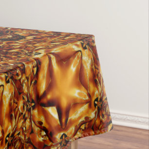 Festive Elegant Brown Gold Copper Christmas Stars Tablecloth