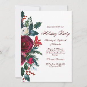 Festive Elegant Floral Christmas Party Invitation