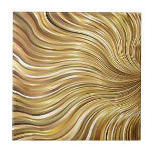 Festive Elegant Gold Abstract Flowing Stripes Tile