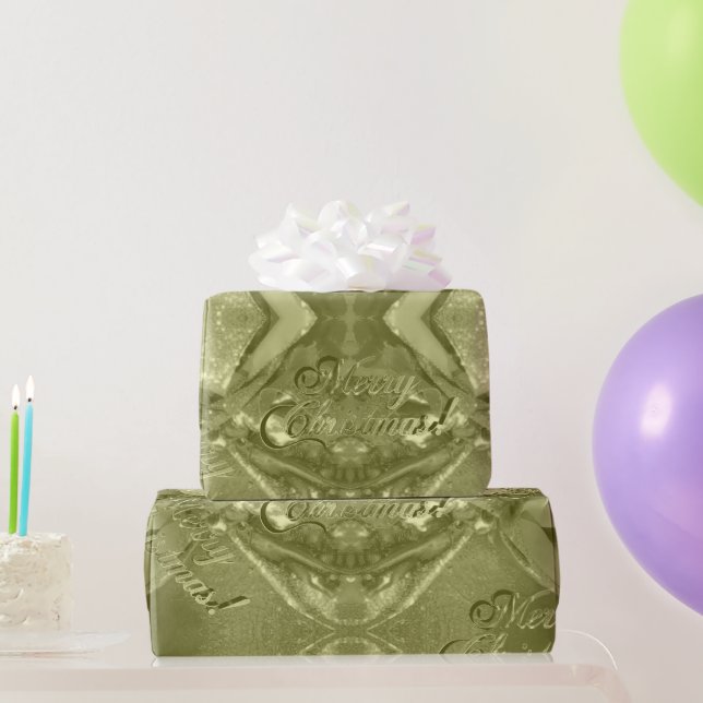 Festive Elegant Script Merry Christmas Green Wrapping Paper (Party Gifts)