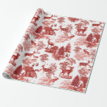 Festive Elegant Vintage Red Deer in Woodland Wrapping Paper<br><div class="desc">Classic French toile de jouy fabric pattern, with countryside motifs of different kinds of American deer, perfect for the festive Christmas gift wrapping, decoupage crafts or any other occasion. In various cultures deer symbolizes strength, agility and stamina but also gentleness, unconditional love, awareness of surroundings and mindfulness. It represents innocence,...</div>