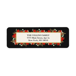 Festive, élégante main dessinée Poinsettias rouges