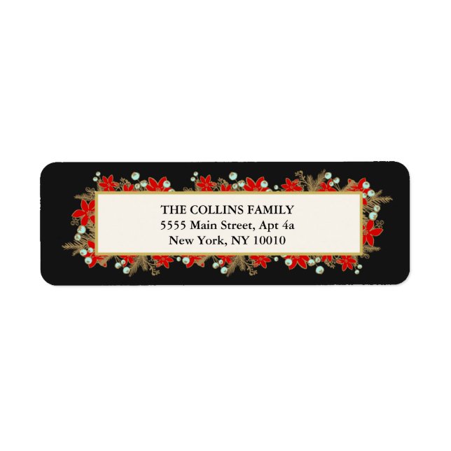 Festive, élégante main dessinée Poinsettias rouges (Devant)