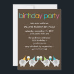 Festive Elephants Kids Birthday Party Invitation<br><div class="desc">This colourful invitation featuring 4 cute elephants is perfect for your children's birthday party. 
 Art by Cocoa Studio</div>