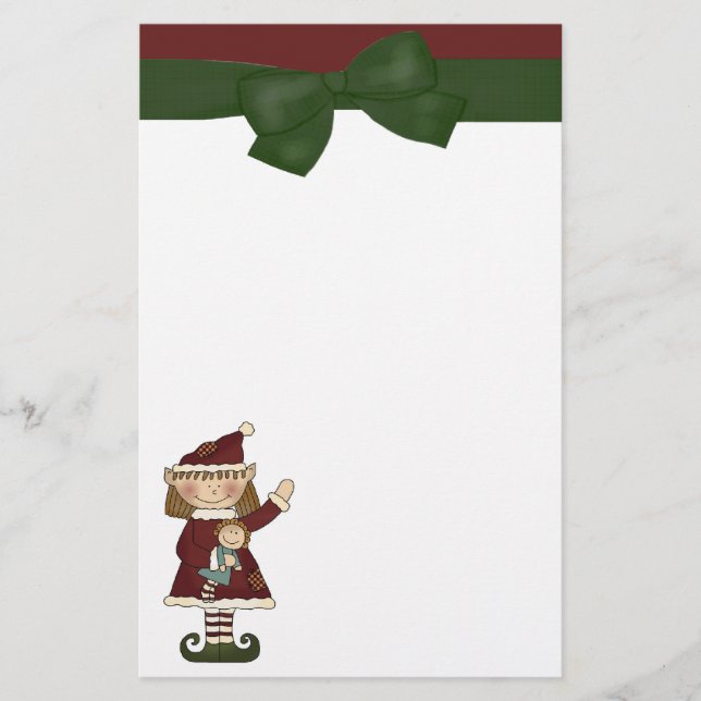 Festive Elf Holiday Stationery (Front)