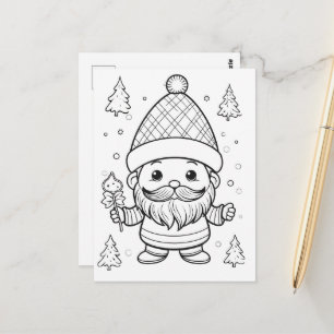 Festive elf kids colouring  postcard