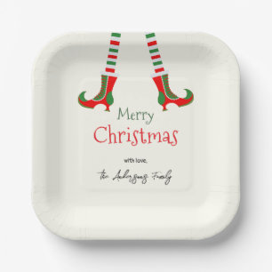 Festive Elf Legs Merry Christmas Paper Plate